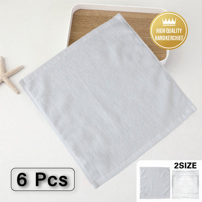 6 Pcs Hotel Cotton Face Towel White Soft Square Cloth