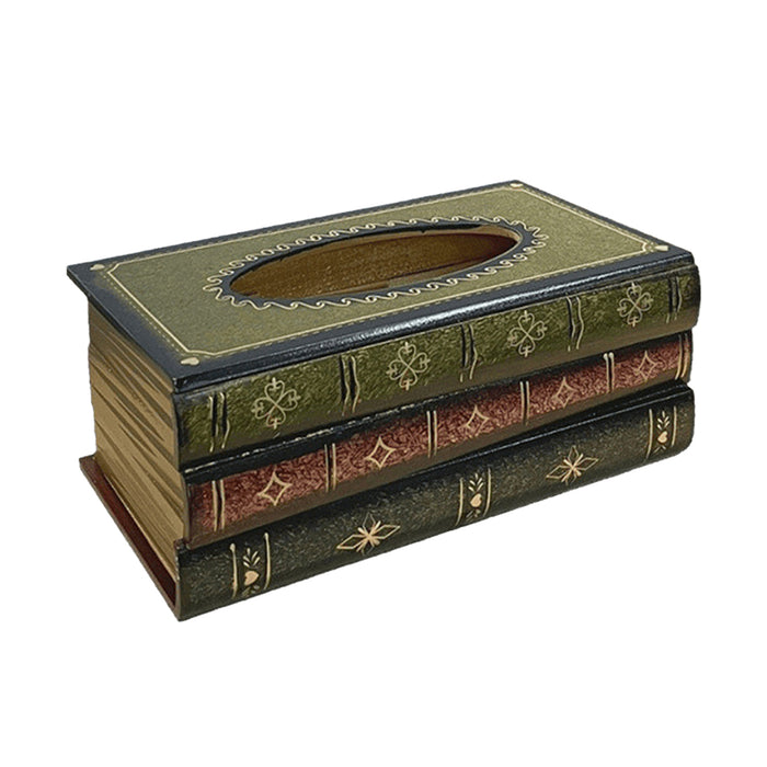 Wooden Tissue Box Holder with Book Shaped Lid