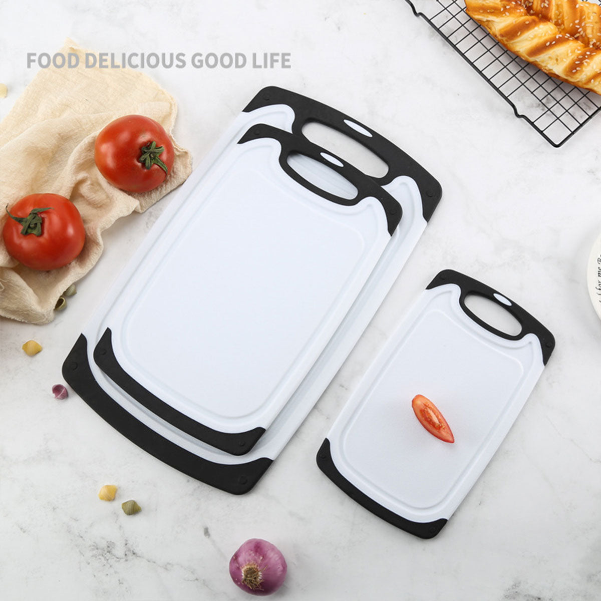 3pcs Wheat Straw Plastic Cutting Board Set Eco-Friendly Chopping Board Kitchen