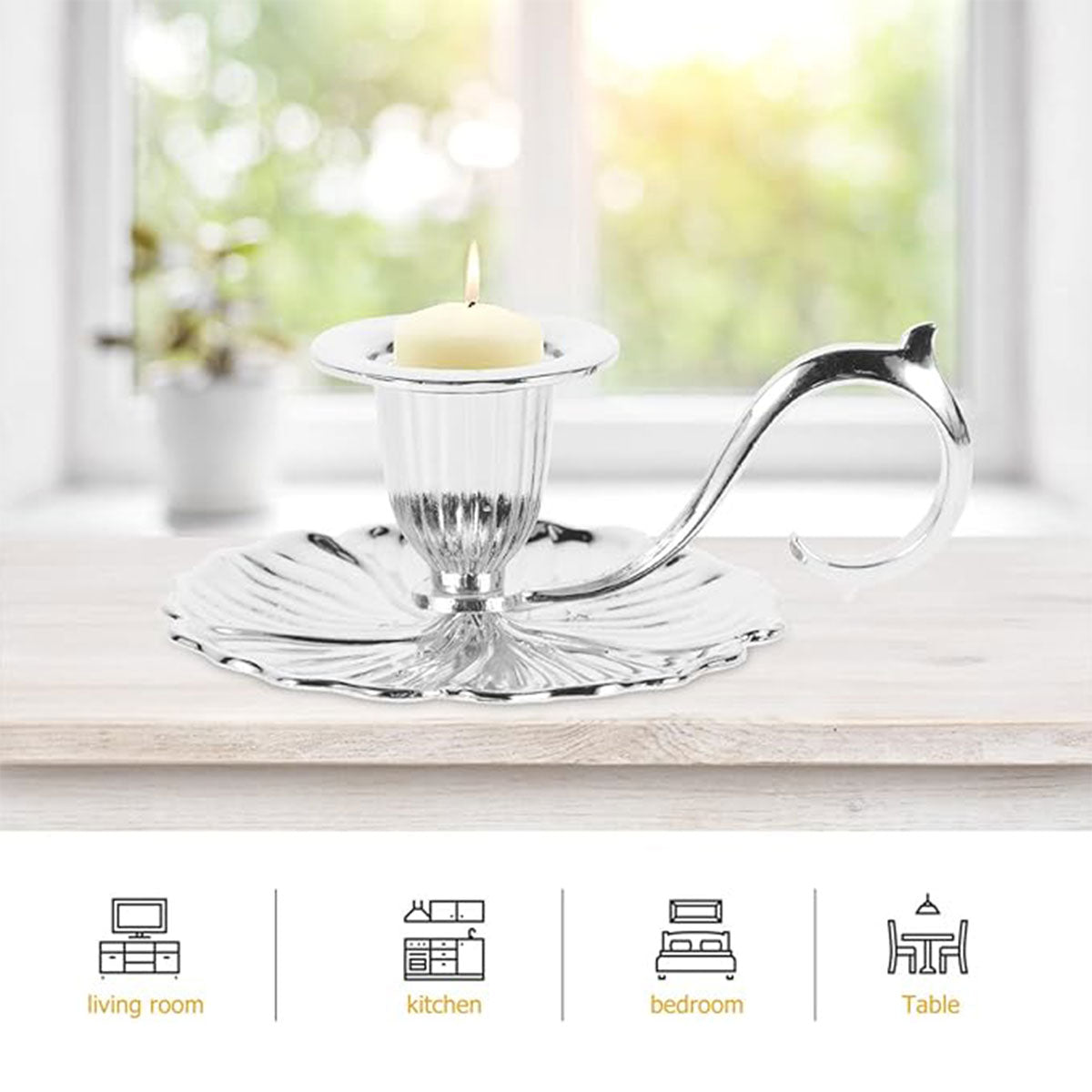 Retro Handheld Candlestick Holder European Style Metal Candle Stand