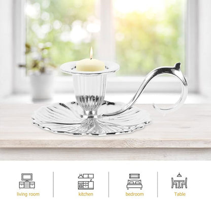 Retro Handheld Candlestick Holder European Style Metal Candle Stand