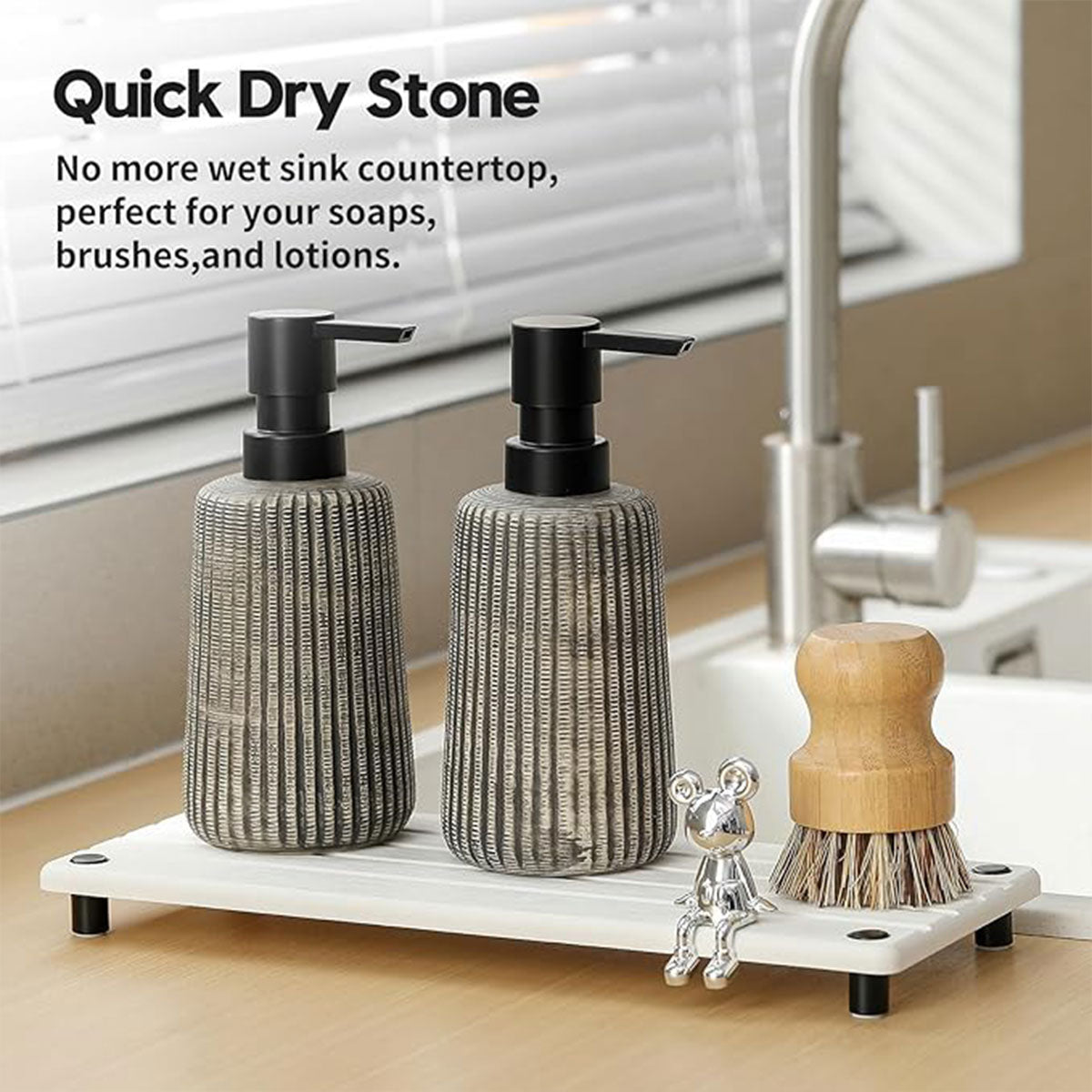 Diatomaceous Earth Bathroom Sink Drain Mat Absorbent Rack