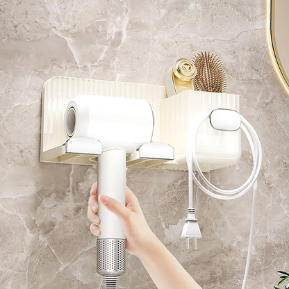 Hair Dryer Holder Rack Plastic Wall Mount No Drill Bathroom Organizer Storage