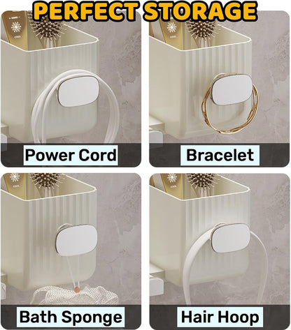 Hair Dryer Holder Rack Plastic Wall Mount No Drill Bathroom Organizer Storage