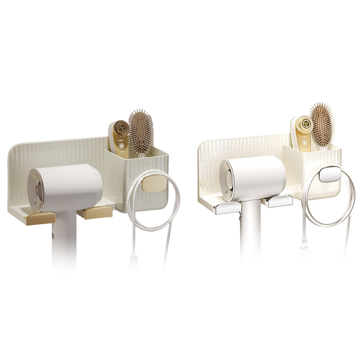 Hair Dryer Holder Rack Plastic Wall Mount No Drill Bathroom Organizer Storage