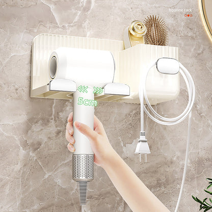 Hair Dryer Holder Rack Plastic Wall Mount No Drill Bathroom Organizer Storage