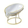 Soap Dish with Tilted Tray and Metal Stand — White