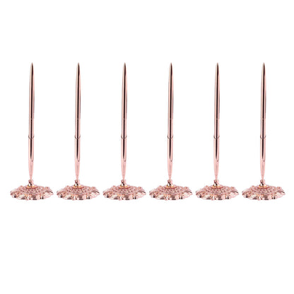 6pcs Black Ballpoint Pen Set Plum Blossom Base Office Desk Signature Writing Pen