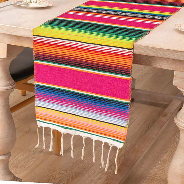 Cotton Table Runner with Colourful Stripes