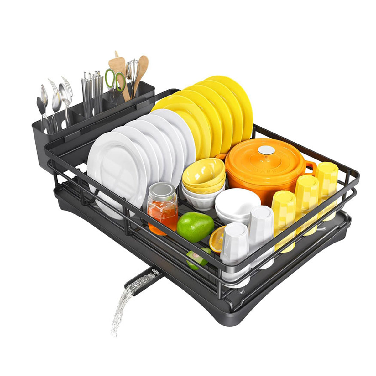 Large Capacity Kitchen Dish Drying Rack Sink Plate Bowl Storage Shelf