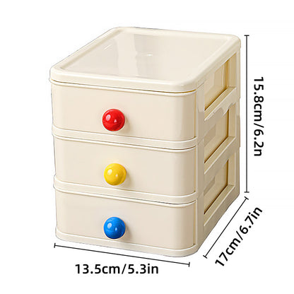 3 Layer Small Drawer Storage Box Plastic Desktop Organiser Mini Desk Storage