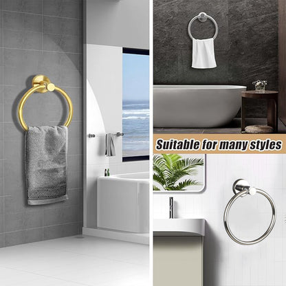Bathroom Towel Rack Wall Mounted Towel Ring Black Toilet Paper Holder Shelf AU