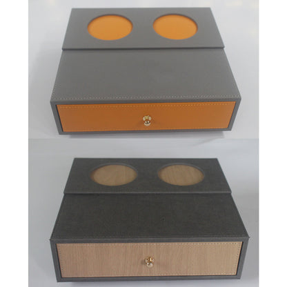 Hotel Toiletries Dispenser Box Leather Wood Storage