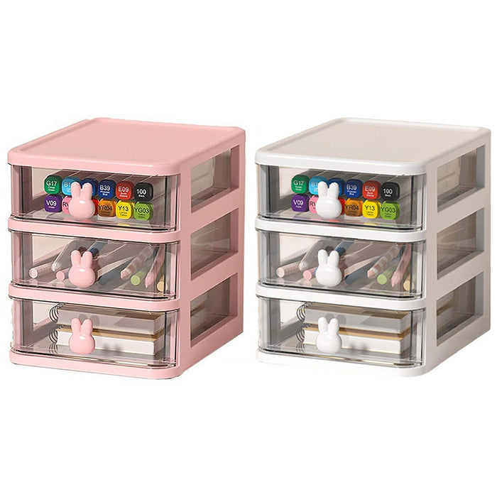 3 Layer Bunny Desktop Organiser with Drawers