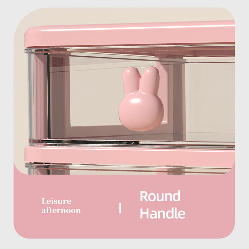 3 Layer Bunny Desktop Organizer Transparent Drawer Storage Box for Home Office