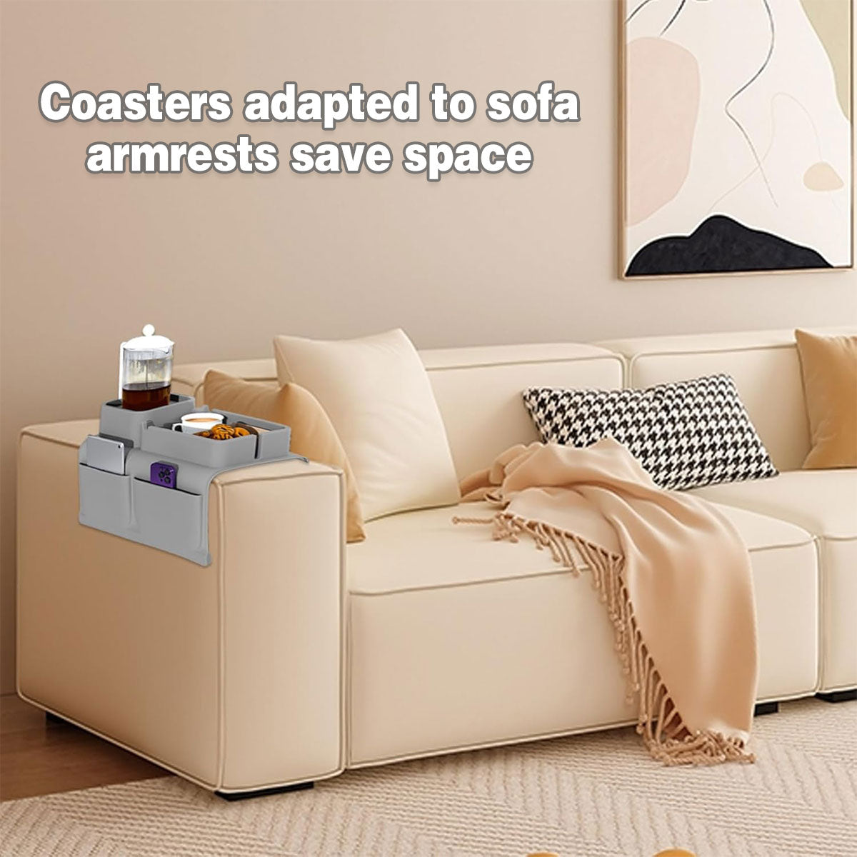 Sofa Armrest Tray Silicone Couch Side Organizer Cup Holder