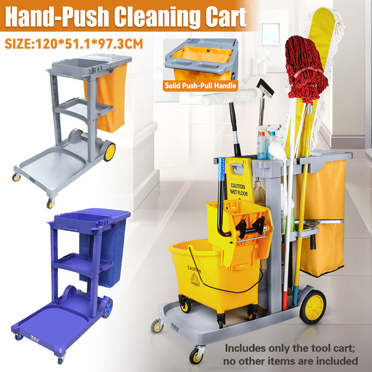 Multi-Functional Cleaning Trolley Cart with Hanging Bag