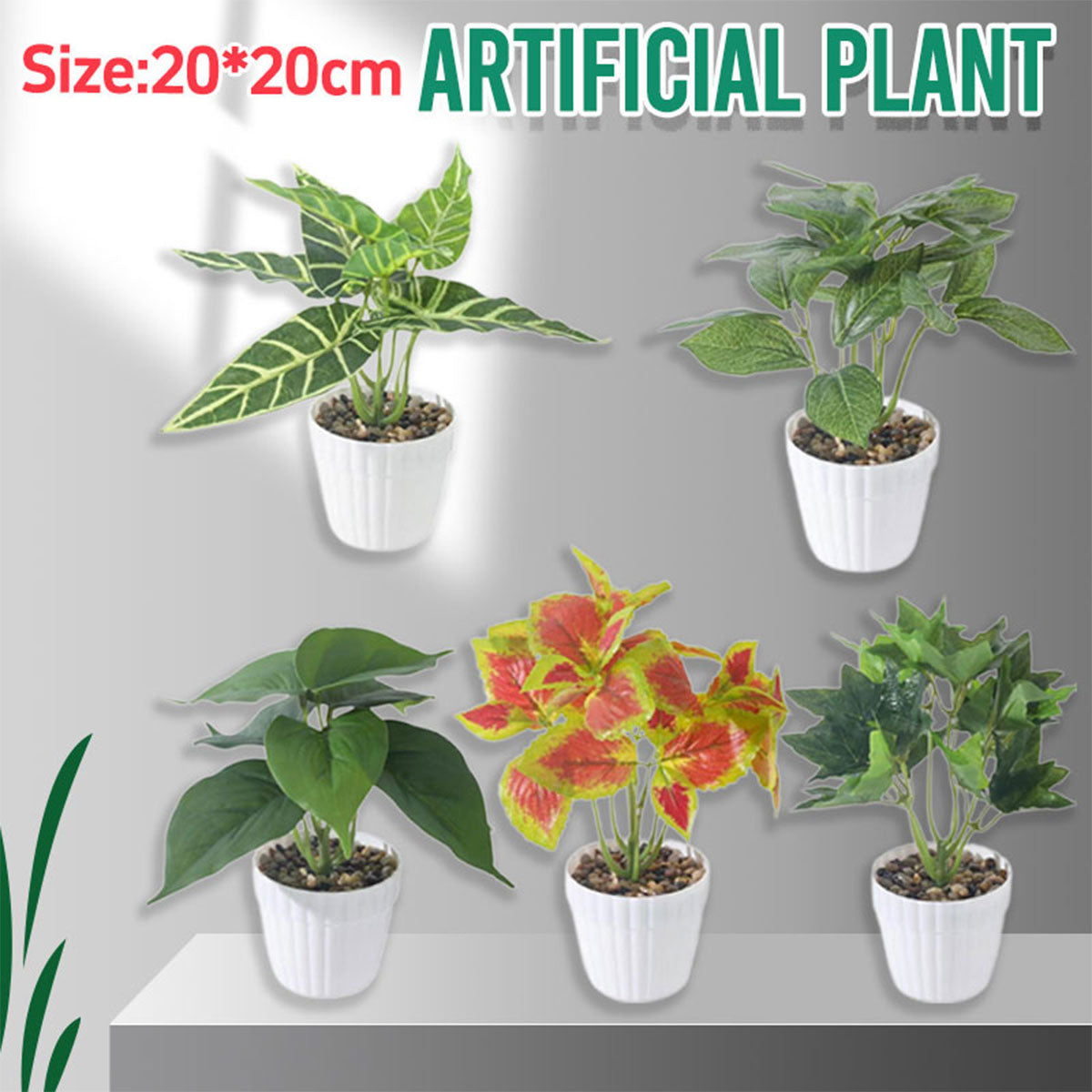 Artificial Small Potted Plant Decoration Faux Bonsai Greenery Indoor Home Decor