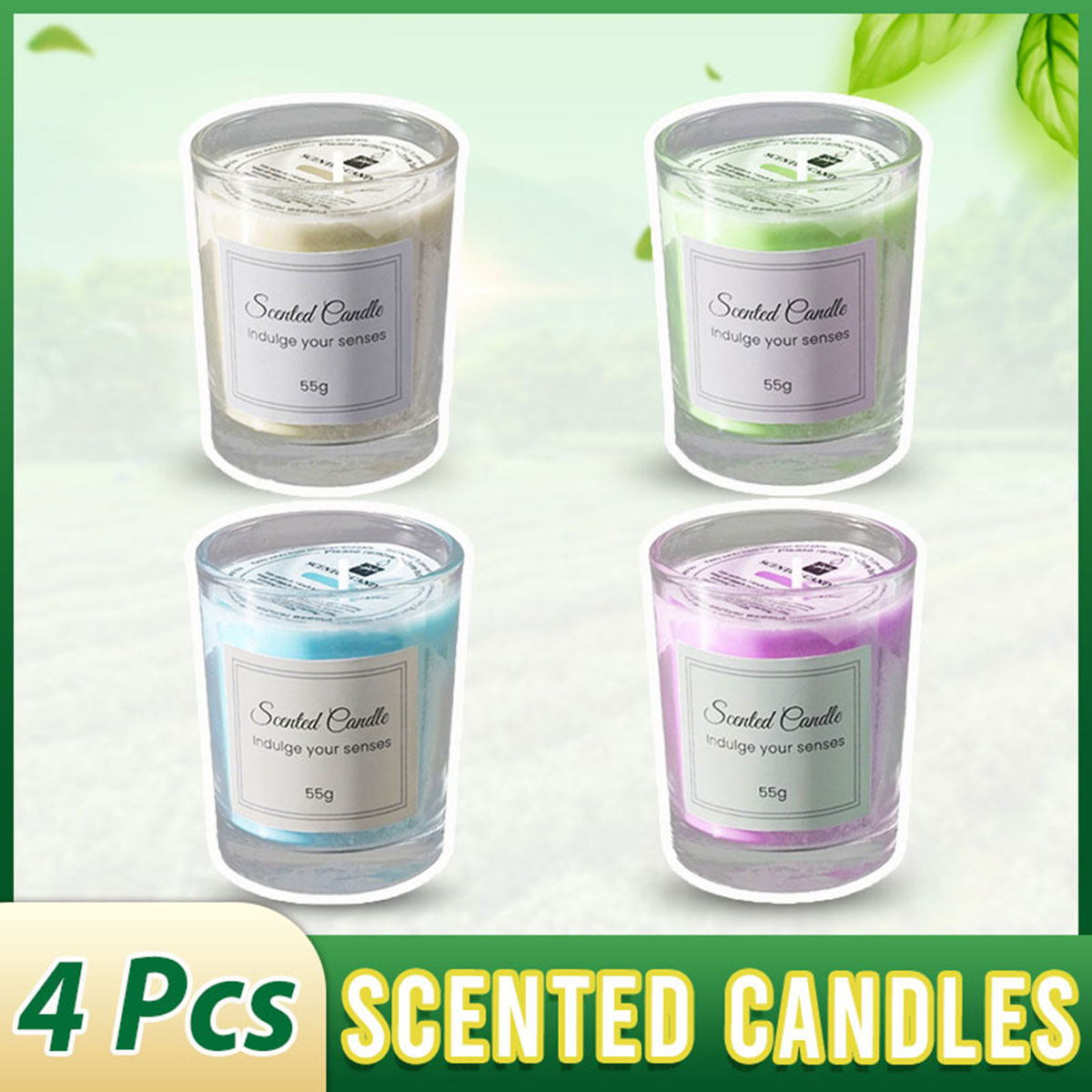 4Pcs Aroma Candles Smokeless Glass Scented Candles Gift Set for Relaxation AU