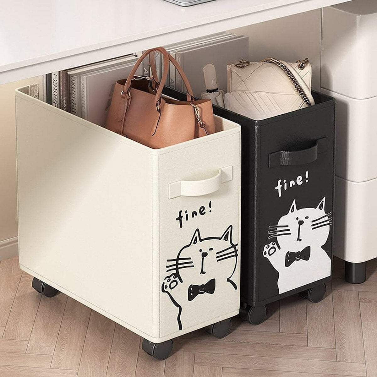 Storage Basket with Wheels Clip On Storage Organizer for Home and Office Use