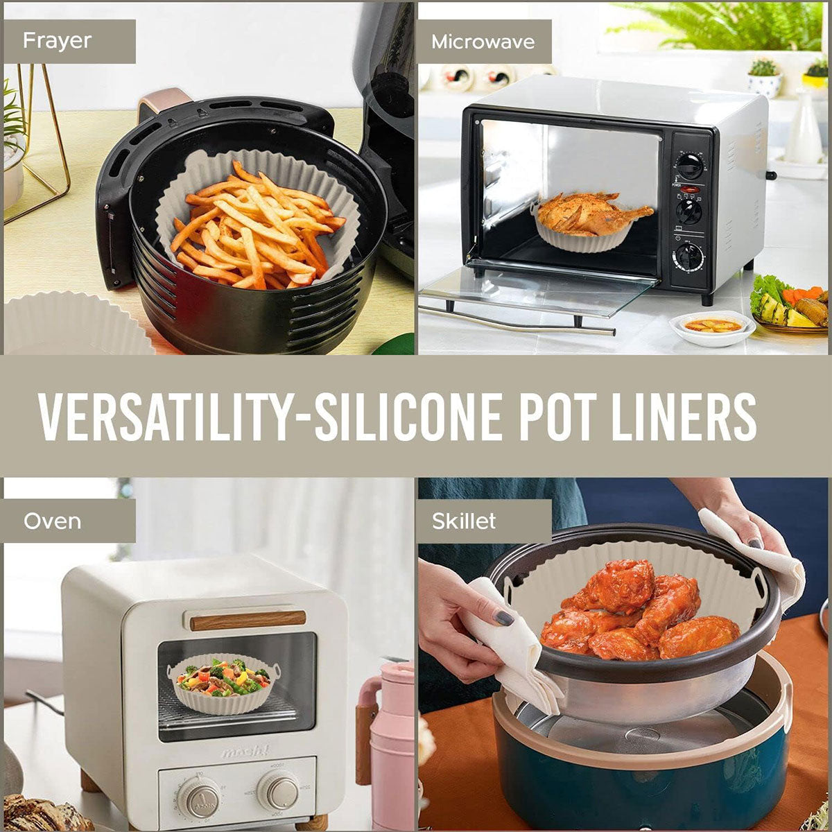 2PCS Silicone Air Fryer Baking Pan Round Household Tray Reusable Non Stick AU