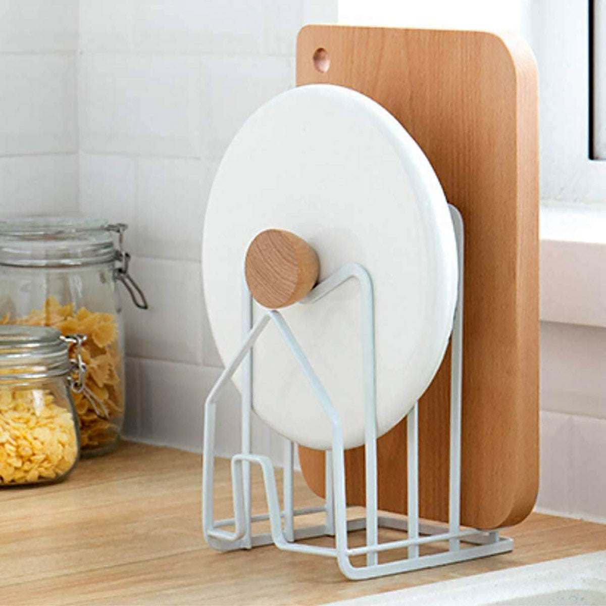 Kitchen Pot Lid Rack Chopping Board Holder Storage Organizer Countertop Shelf