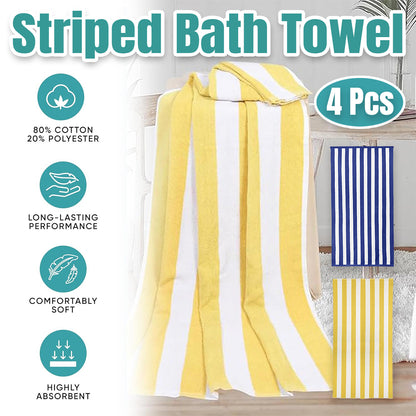 4pcs Striped Bath Towels 75x150cm Soft Absorbent Cotton Towels for Bathroom AU