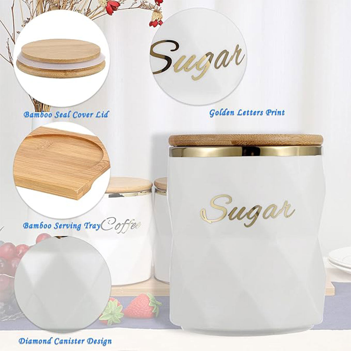 Ceramic Sealed Storage Jar Kitchen Spice Coffee Tea Container Airtight Canister