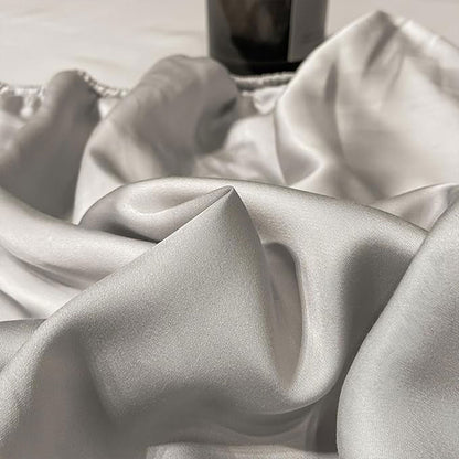 Ice Silk Bed Sheet Set 3 Piece Solid Color Summer Bedding Cover