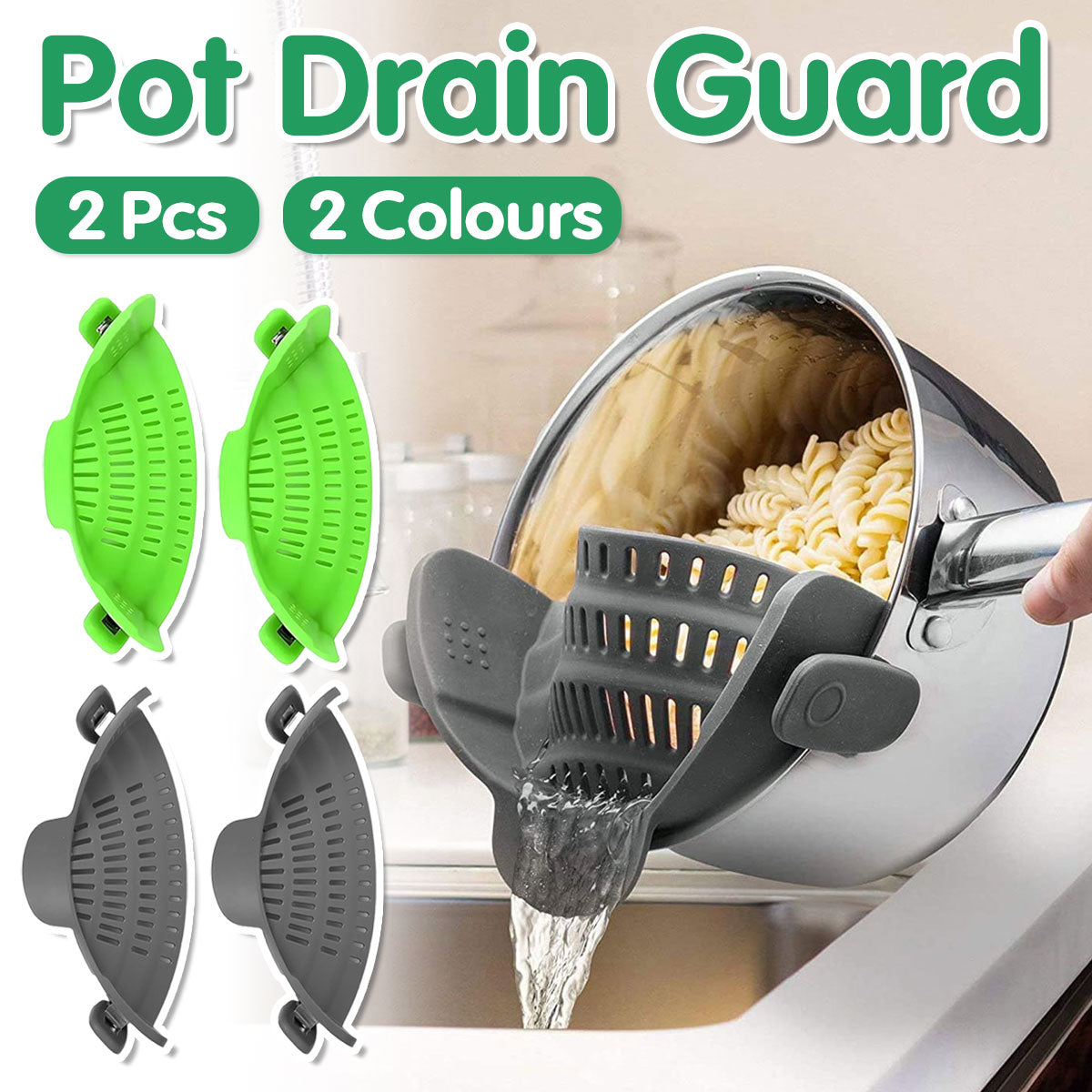 Water Filter Clip 2pcs Wide Mouth Strainer Drain Holder for Pot Vegetable Fruit