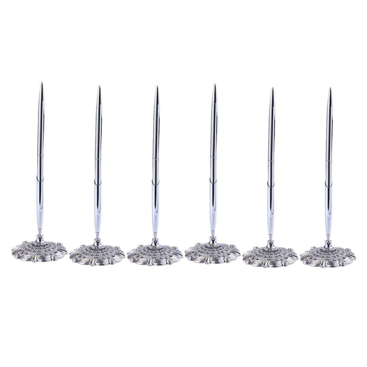 6pcs Black Ballpoint Pen Set Plum Blossom Base Office Desk Signature Writing Pen