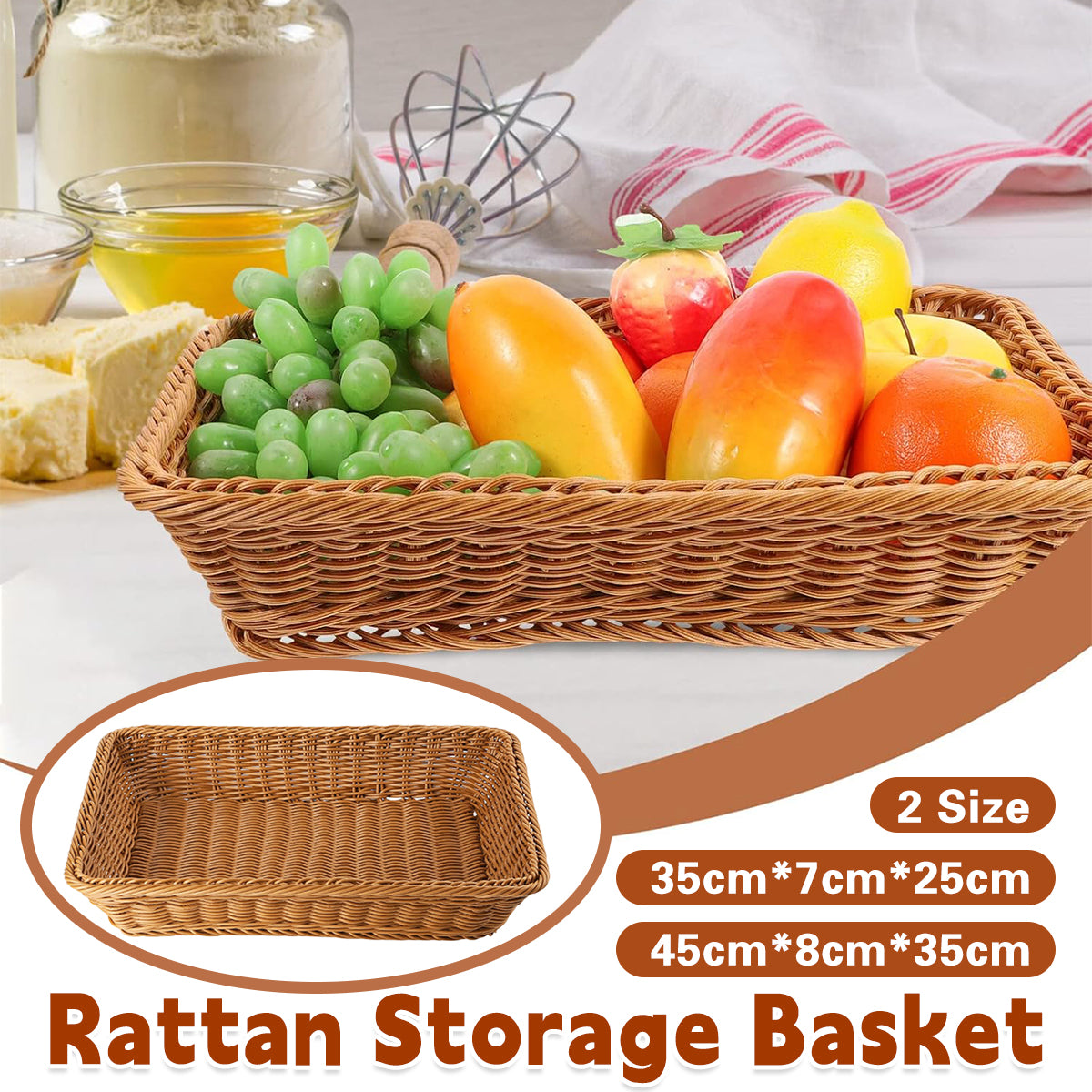 Hand Woven Rattan Tray Snack Serving Dish Hotel Fruits Pastry Plate Basket AU