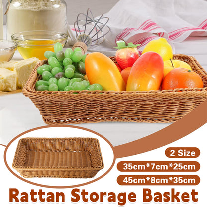 Hand Woven Rattan Tray Snack Serving Dish Hotel Fruits Pastry Plate Basket AU