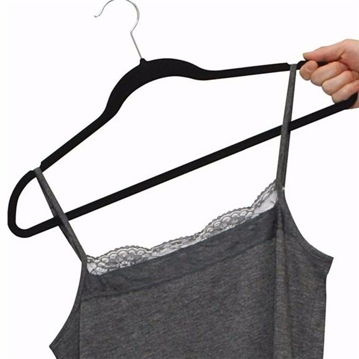 50 Pcs Black Velvet Coat Hangers for Guest Rooms – Product View 7