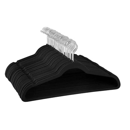 50 Pcs Black Velvet Coat Hangers for Guest Rooms