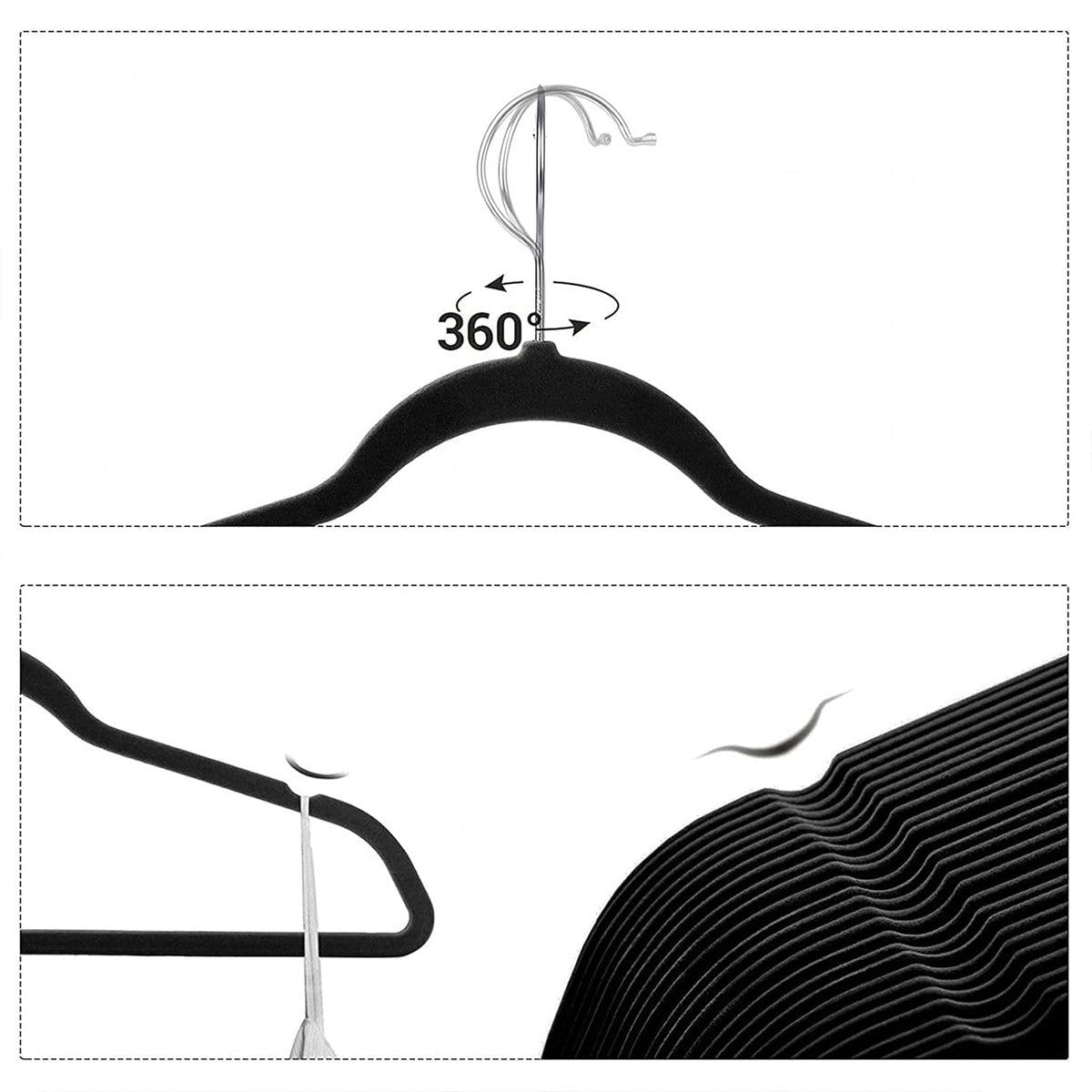 50 Pcs Black Velvet Coat Hangers for Guest Rooms – Product View 4