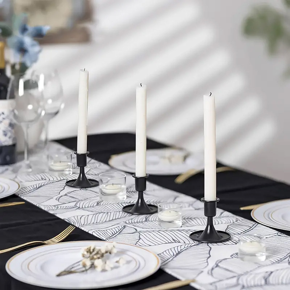 Iron Candlestick Stand Holder Retro Style Taper Candle Holder Set of 4