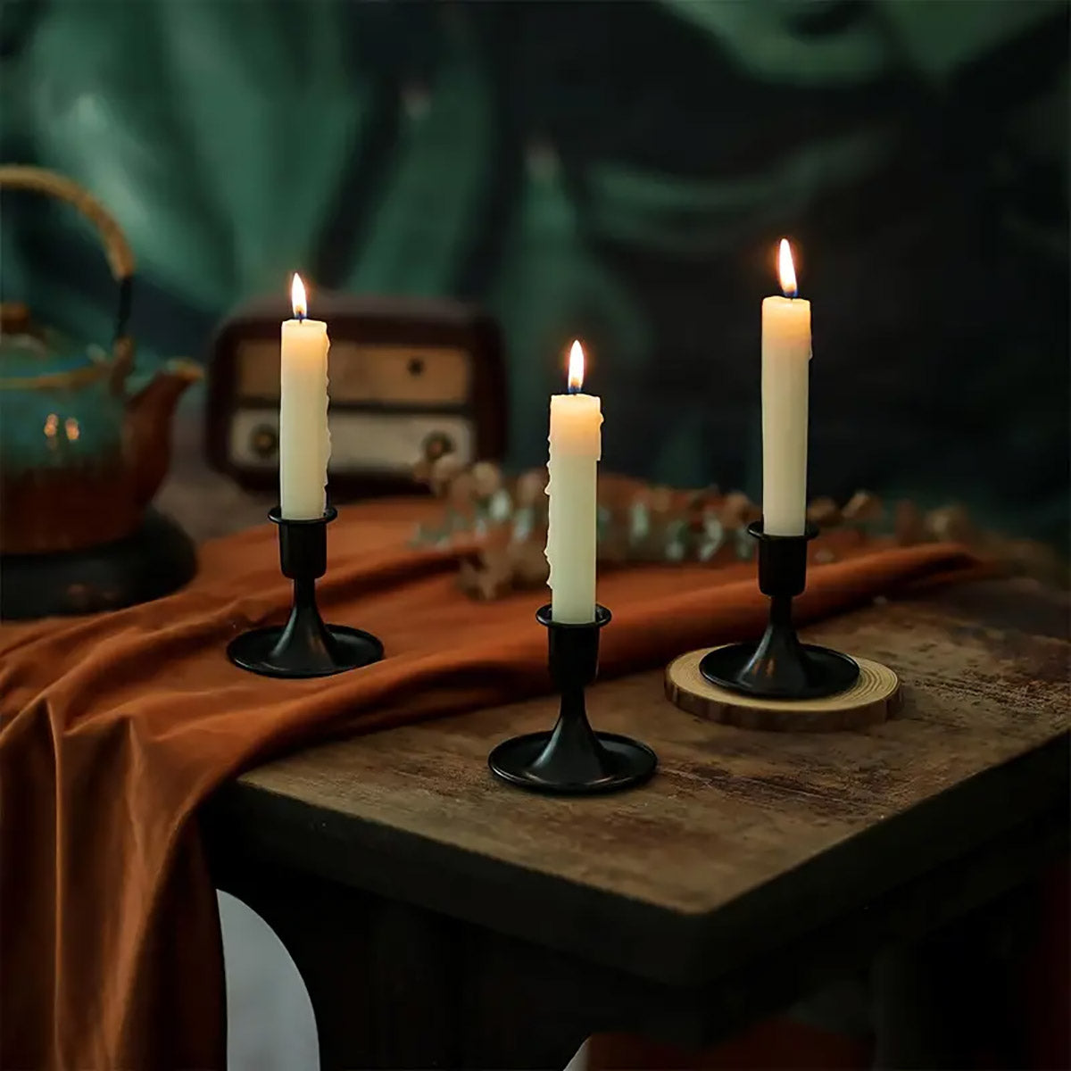 Iron Candlestick Stand Holder Retro Style Taper Candle Holder Set of 4