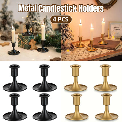 Iron Candlestick Stand Holder Retro Style Taper Candle Holder Set of 4