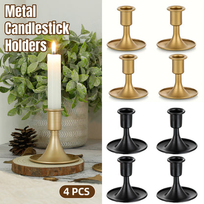 Iron Candlestick Stand Holder Retro Style Taper Candle Holder Set of 4