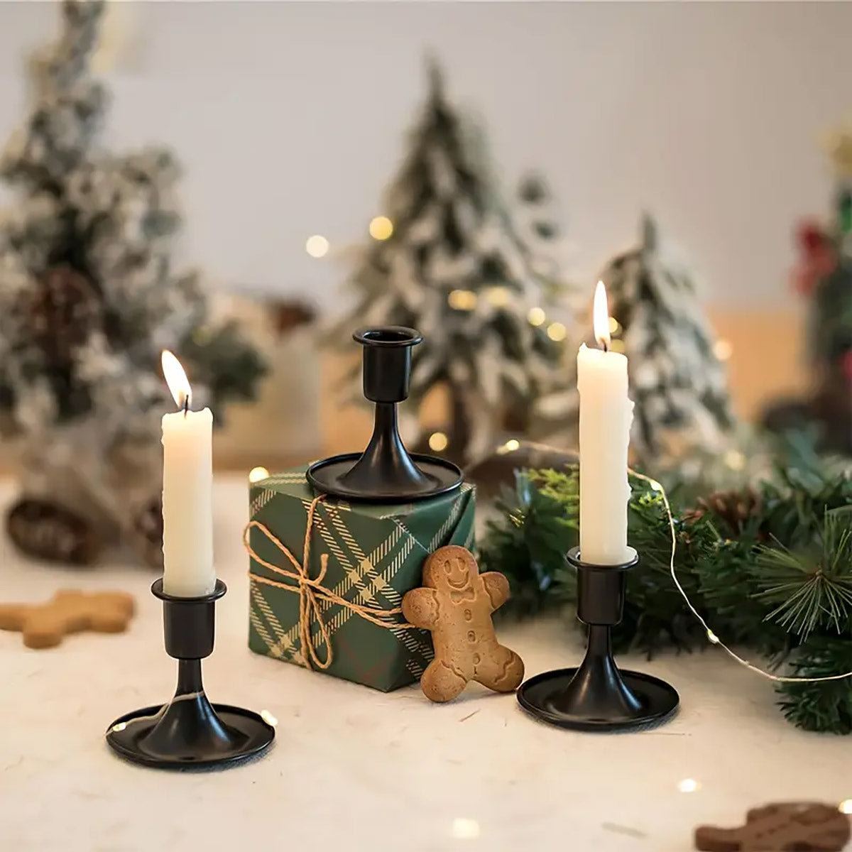 Iron Candlestick Stand Holder Retro Style Taper Candle Holder Set of 4