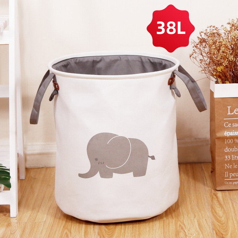 38L Foldable Canvas Laundry Basket Toy Storage Bin Home Organizer