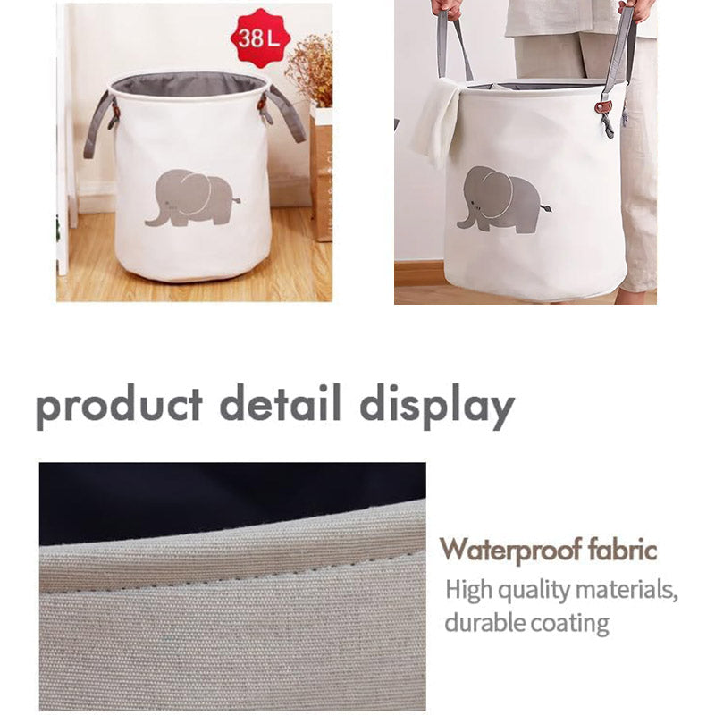 38L Foldable Canvas Laundry Basket Toy Storage Bin Home Organizer