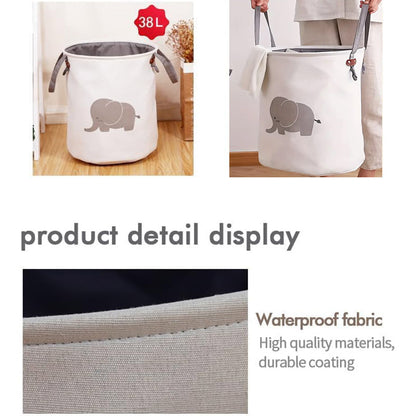 38L Foldable Canvas Laundry Basket Toy Storage Bin Home Organizer
