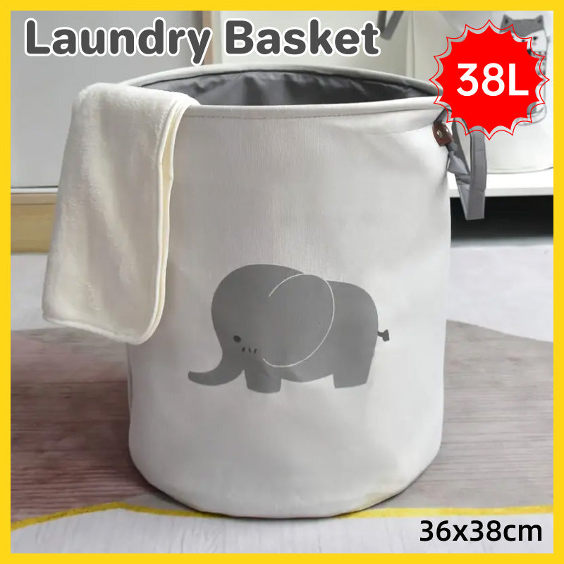 38L Foldable Canvas Laundry Basket Toy Storage Bin Home Organizer