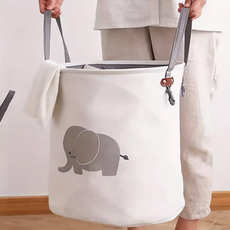 38L Foldable Canvas Laundry Basket Toy Storage Bin Home Organizer