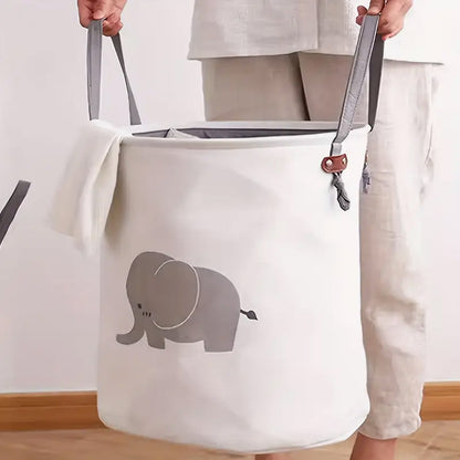38L Foldable Canvas Laundry Basket Toy Storage Bin Home Organizer