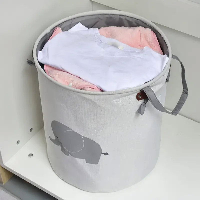 38L Foldable Canvas Laundry Basket Toy Storage Bin Home Organizer