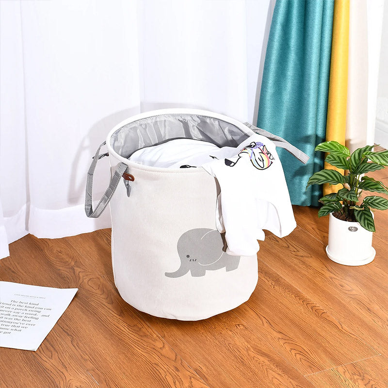 38L Foldable Canvas Laundry Basket Toy Storage Bin Home Organizer