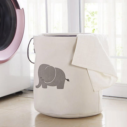 38L Foldable Canvas Laundry Basket Toy Storage Bin Home Organizer